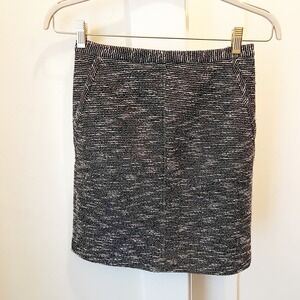 Anne Klein Tweed Pencil Skirt Size 0 Mini Black White Business Casual‎ Office